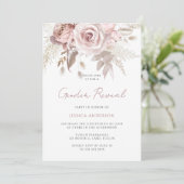 Invitation Dusty Rose Blush Floral Genre Revevela Party (Debout devant)