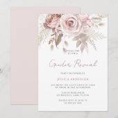Invitation Dusty Rose Blush Floral Genre Revevela Party (Devant / Derrière)