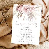 Invitation Dusty Rose Blush & Ivory Floral Engagement Party