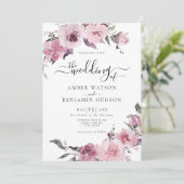 Invitation Dusty Rose Blush Mauve Lilac Mariage floral (Debout devant)