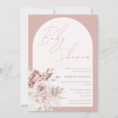Invitation Dusty Rose Boho Arch Blush Baby shower floral (Devant)