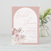 Invitation Dusty Rose Boho Arch Blush Floral Fête des mariées (Debout devant)