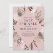 Invitation Dusty Rose Boho Floral Pampas Grass Baby Sprinky (Devant)