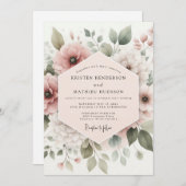 Invitation Dusty Rose Botanical Bloom Wedding (Devant / Derrière)