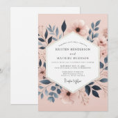 Invitation Dusty Rose Botanical Elegance Wedding (Devant / Derrière)
