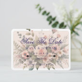 Invitation Dusty Rose Botanical Enregistrer La Date Élégante  (Debout devant)