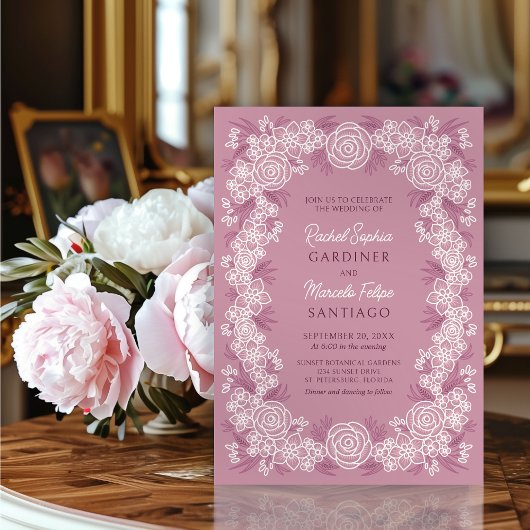Invitation Dusty Rose Botanical Floral Mariage
