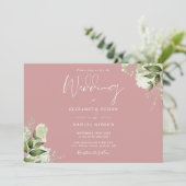 Invitation Dusty Rose Botanical Greenery Monogram Mariage (Debout devant)