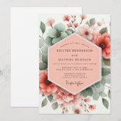 Invitation Dusty Rose Botanical Romance Wedding (Devant / Derrière)