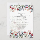 Invitation Dusty Rose Bourgogne Floral Mariage (Devant)