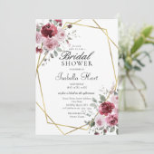 Invitation Dusty Rose Bourgogne Gold Floral Fête des mariées (Debout devant)