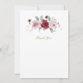 Invitation Dusty Rose Bourgogne Gold Floral Fête des mariées (Dos)