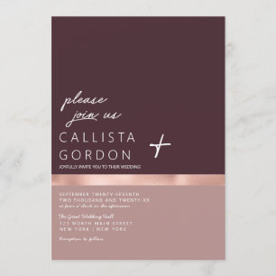 Invitation Dusty rose Bourgogne Rose Gold Color Block Mariage