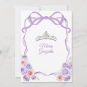 Invitation Dusty Rose Bow Princesse Silver Quinceañera (Dos)