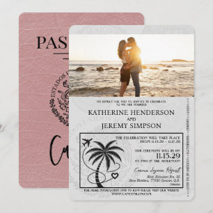 Invitation Dusty Rose Cancun Mariage de passeport