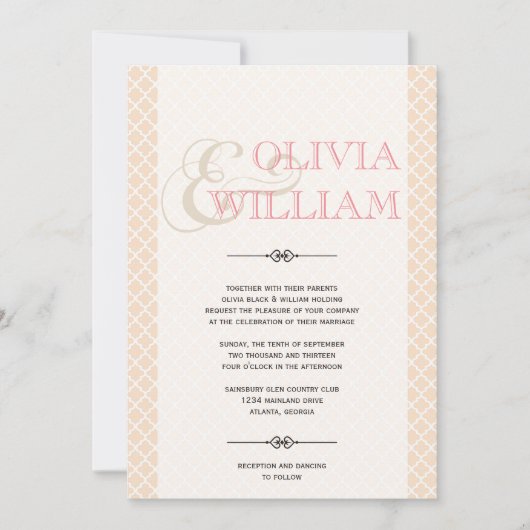 Invitation Dusty rose carrelage marocain et mariage moderne (Devant)