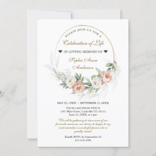 Invitation Dusty Rose Célébration de la vie funéraire Memoria