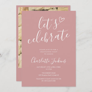 Invitation Dusty Rose Célébrer Script Photo Graduation Party