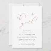 Invitation Dusty Rose "C'est une fille" tout en un Baby showe (Devant)