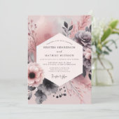 Invitation Dusty Rose Charcoal Bloom Wedding (Debout devant)