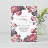 Invitation Dusty Rose & Charcoal Gray Floral Wedding Photo (Debout devant)