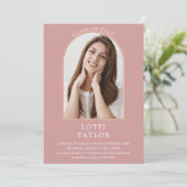 Invitation Dusty Rose Chic Gold Arch Photo Graduation Party I (Debout devant)