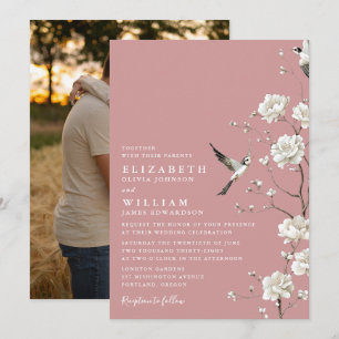 Invitation Dusty Rose Chinoiserie Floral Garden Wedding Photo