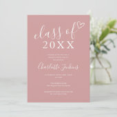 Invitation Dusty Rose Classe de Script Coeur Graduation Party (Debout devant)
