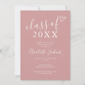 Invitation Dusty Rose Classe de Script Photo Graduation Party (Devant)