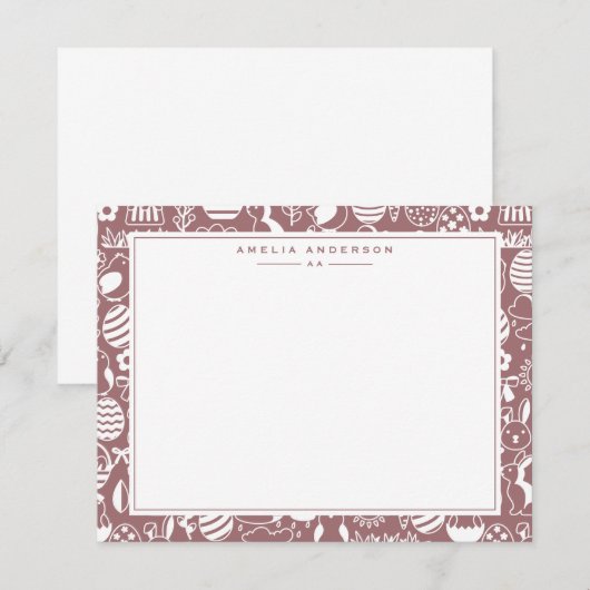 Invitation Dusty Rose Easter Egg Frame Note Card (Devant / Derrière)