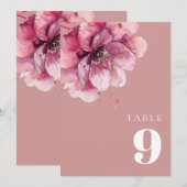 Invitation Dusty Rose Elegant Aquarelle Florale Numéro de tab (Devant / Derrière)