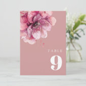 Invitation Dusty Rose Elegant Aquarelle Florale Numéro de tab (Debout devant)