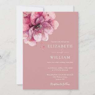 Invitation Dusty Rose Elégant aquarelle Mariage floral