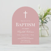 Invitation Dusty Rose Elegant Baptism Arch  (Debout devant)