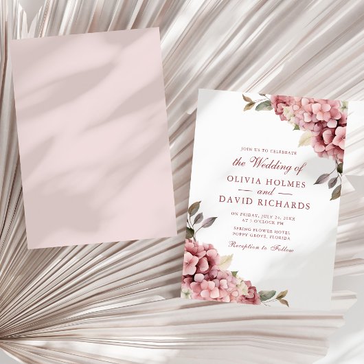 Invitation Dusty Rose Elegant Hydrangea Mariage