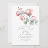 Invitation Dusty rose Élégant Romantique Floral Anniversaire (Devant)