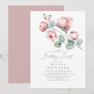 Invitation Dusty rose Élégant Romantique Floral Anniversaire