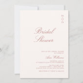Invitation Dusty Rose Élégante Fête des mariées de calligraph (Devant)