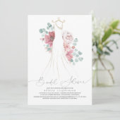 Invitation Dusty Rose Élégante robe de mariage Fête des marié (Debout devant)