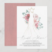 Invitation Dusty Rose Élégante robe de mariage Fête des marié (Devant / Derrière)