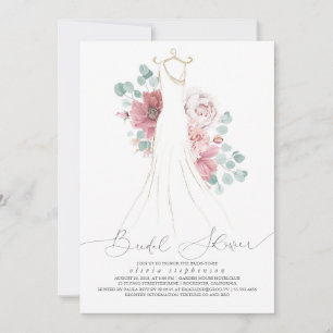 Invitation Dusty Rose Élégante robe de mariage Fête des marié