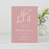 Invitation Dusty Rose Elle L'A Fait Photo Graduation Party (Debout devant)