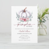 Invitation Dusty Rose et blanc Un petit Baby shower Citrouill (Debout devant)