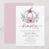 Invitation Dusty Rose et blanc Un petit Baby shower Citrouill (Devant / Derrière)