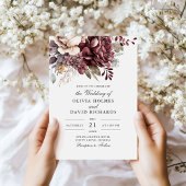 Invitation Dusty Rose et Burgundy Floral Boho Mariage