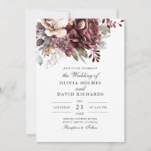 Invitation Dusty Rose et Burgundy Floral Boho Mariage (Devant)