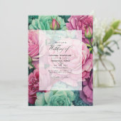 Invitation Dusty Rose et Emerald Green Floral Mariage (Debout devant)