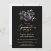 Invitation Dusty Rose et Grey Floral Graduation Party (Devant)