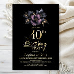 Invitation Dusty rose et gris Floral 40e fête d'anniversaire<br><div class="desc">Invitation vos amis et les proches à votre 40e anniversaire avec cette invitation à la fête d'anniversaire noire avec un élégant motif floral rose et gris poussiéreux. La zone de texte personnalisable de ce modèle d'invitation vous permet d'inclure sans effort tous les détails nécessaires à votre fête d'anniversaire, y compris...</div>
