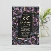 Invitation Dusty rose et gris Floral 55e fête d'anniversaire (Debout devant)